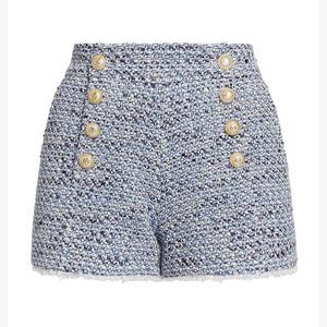 NEW Generation Love Sizes 10, 12 High Waist Lizzy Tweed Shorts - Blue Melange